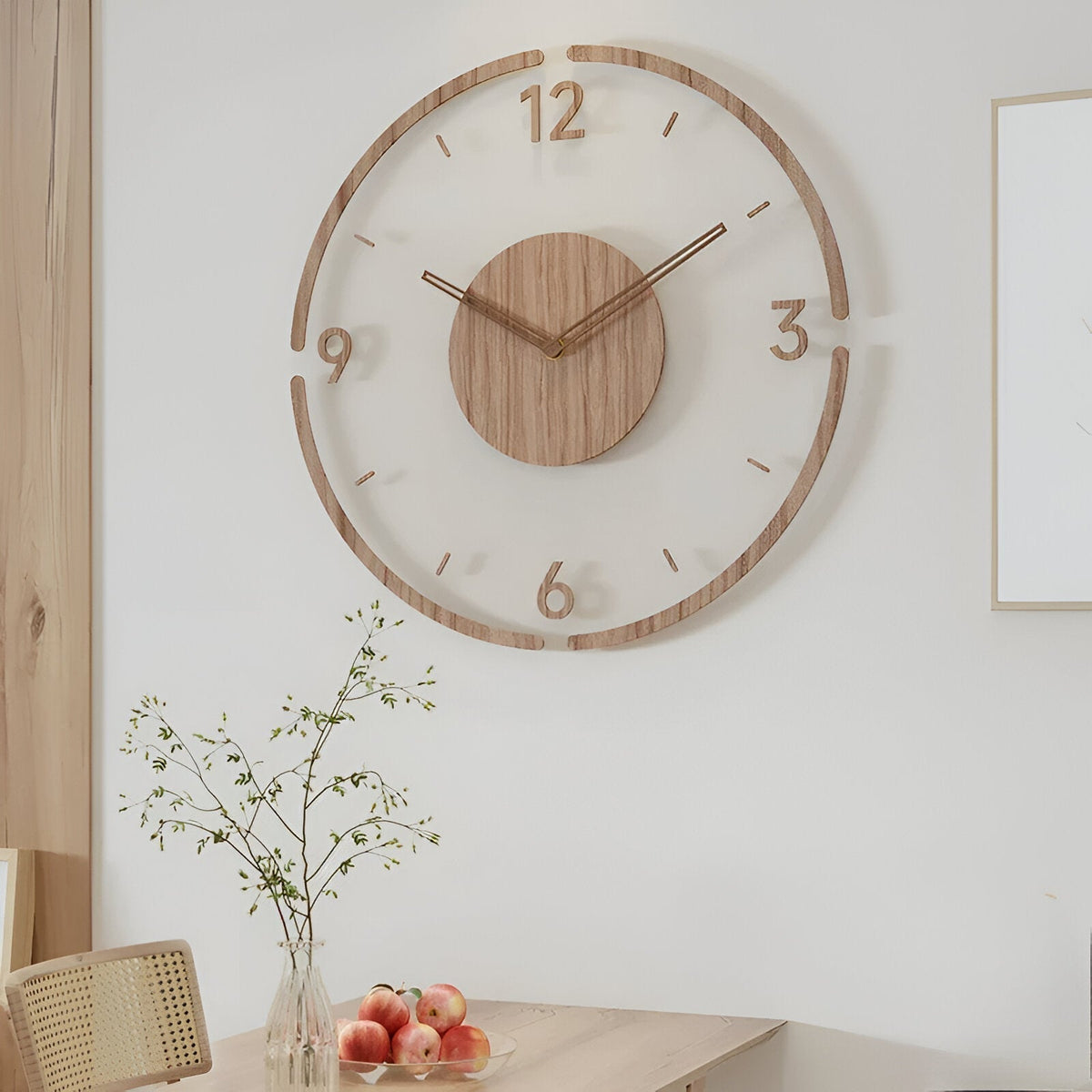 Stille Wanduhr modernes Acryl-Holz-Design geräuschloses Quarz-Uhrwerk dekorativer Zeitmesser für Wohnzimmer Schlafzimmer Heimbüro