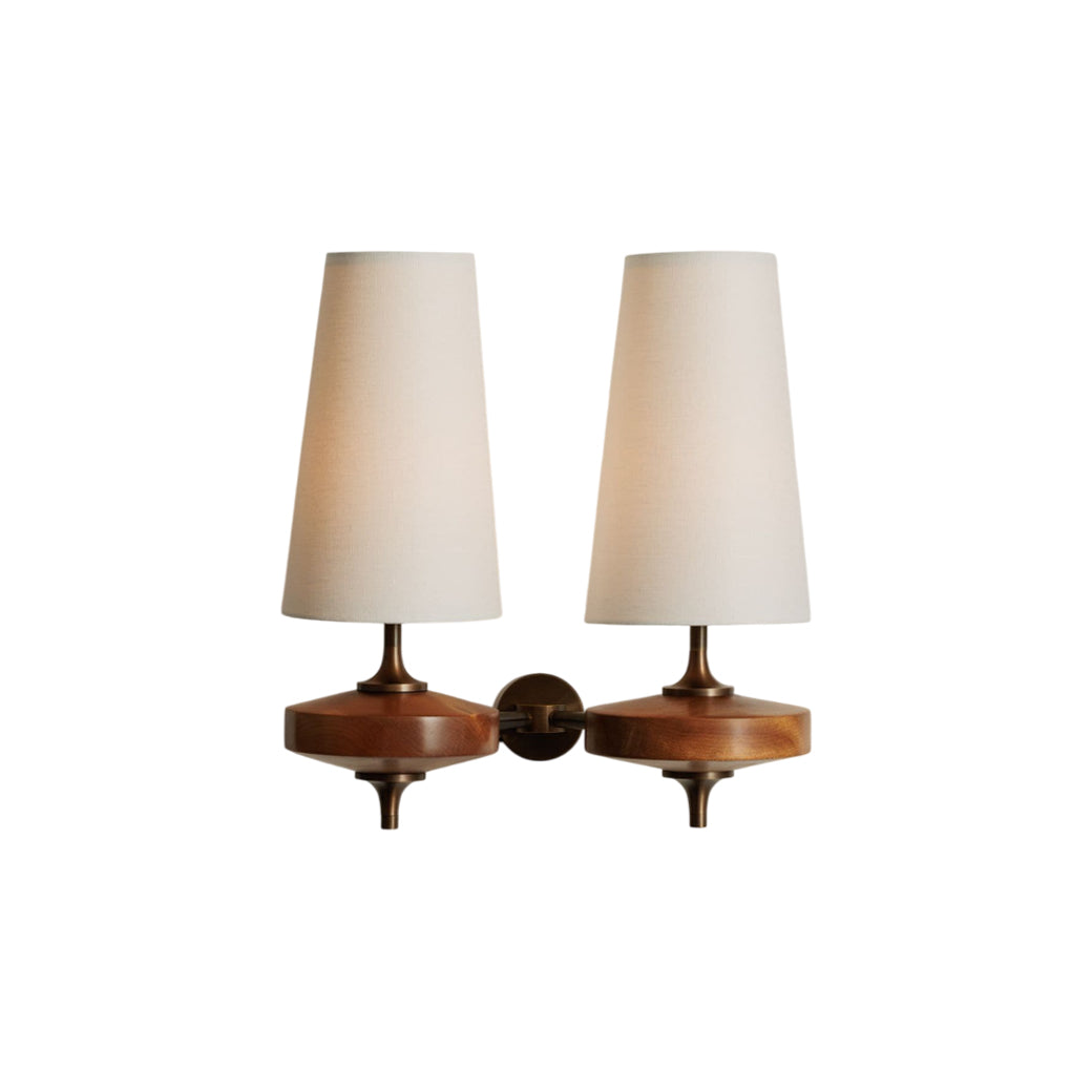 Dual Fabric Sconce Light Fixture Wooden Frame Indoor Lighting Bedroom Hallway Accent Warm Glow 14 in Wide E12 E14 Socket Hardwired Modern Ho | Thomler
