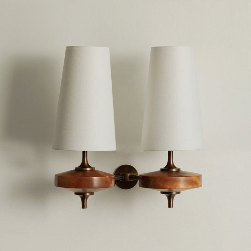 Dual Fabric Sconce Light Fixture Wooden Frame Indoor Lighting Bedroom Hallway Accent Warm Glow 14 in Wide E12 E14 Socket Hardwired Modern Ho | Thomler