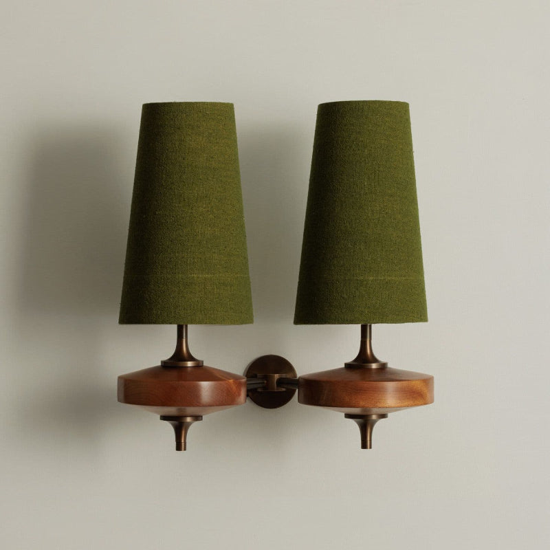 Dual Fabric Sconce Light Fixture Wooden Frame Indoor Lighting Bedroom Hallway Accent Warm Glow 14 in Wide E12 E14 Socket Hardwired Modern Ho | Thomler