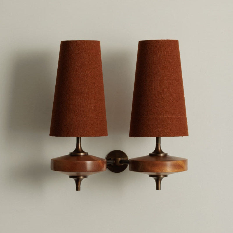 Dual Fabric Sconce Light Fixture Wooden Frame Indoor Lighting Bedroom Hallway Accent Warm Glow 14 in Wide E12 E14 Socket Hardwired Modern Ho | Thomler