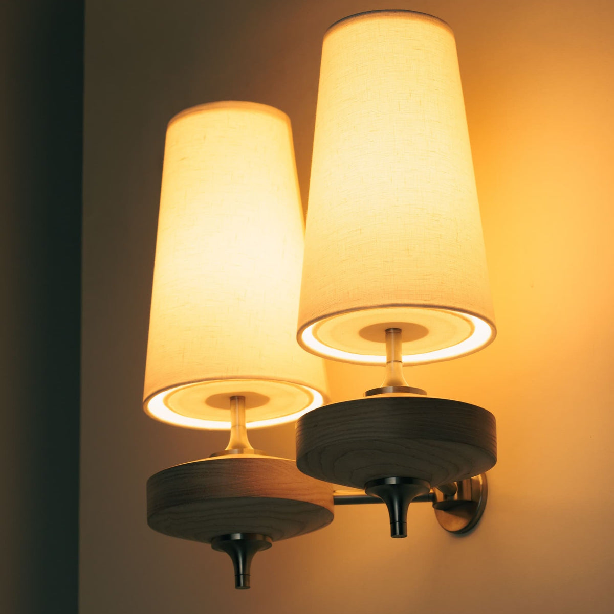 Dual Fabric Sconce Light Fixture Wooden Frame Indoor Lighting Bedroom Hallway Accent Warm Glow 14 in Wide E12 E14 Socket Hardwired Modern Ho | Thomler