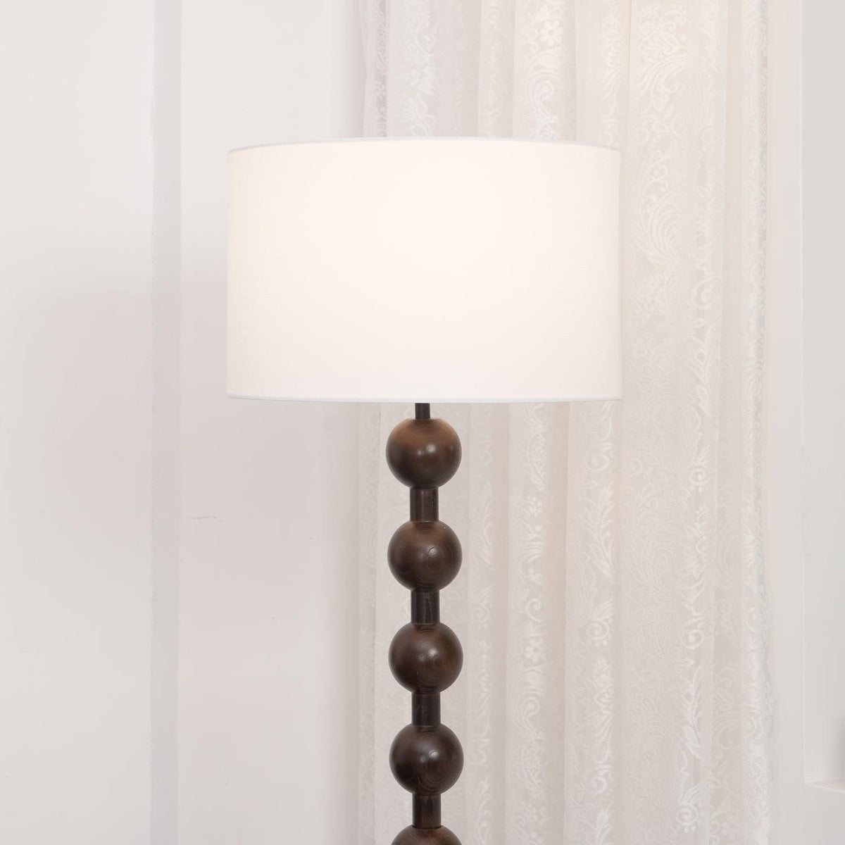 Tall Standing Lamp with White Shade 63 Inches Natural Wood Base Dimmable Accent Light for Bedroom Living Room Corner Reading Nook Modern Dec | Thomler