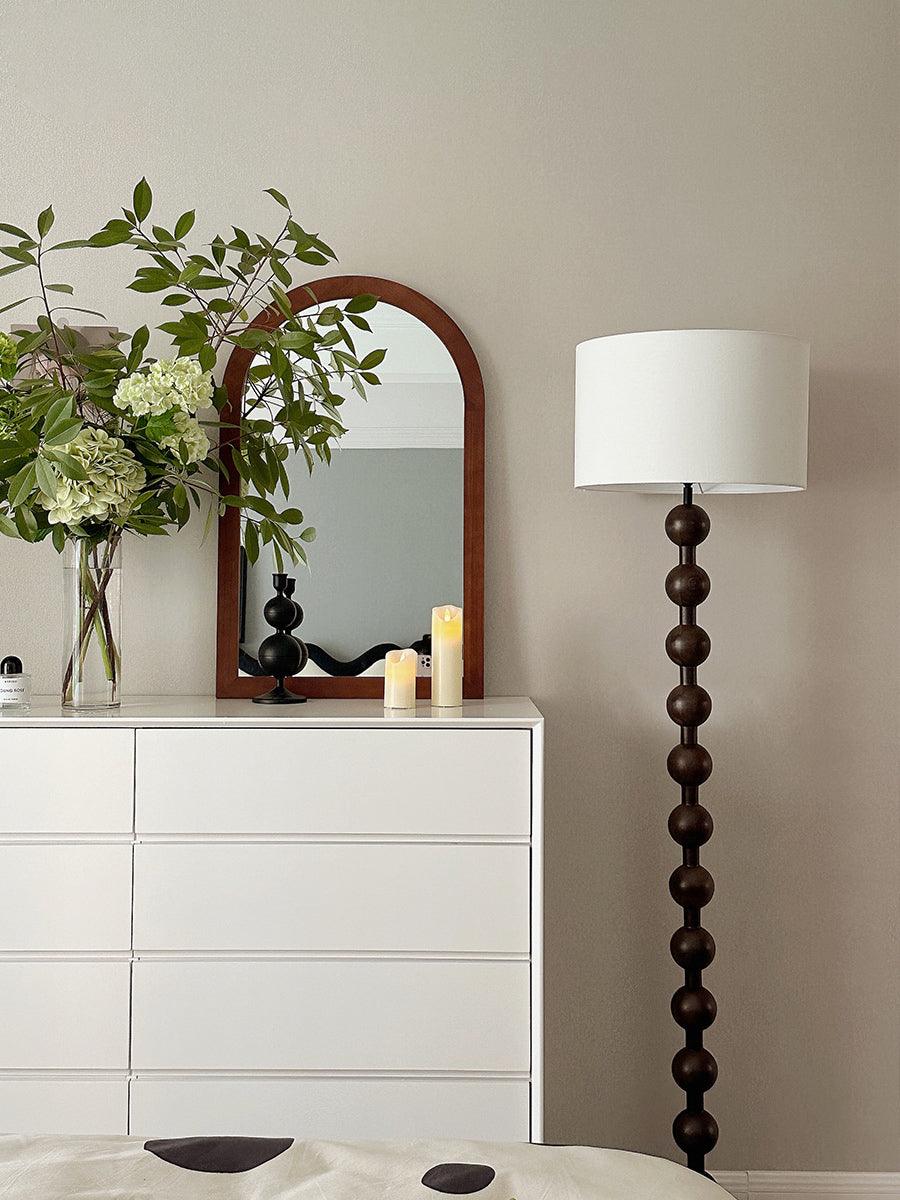 Tall Standing Lamp with White Shade 63 Inches Natural Wood Base Dimmable Accent Light for Bedroom Living Room Corner Reading Nook Modern Dec | Thomler