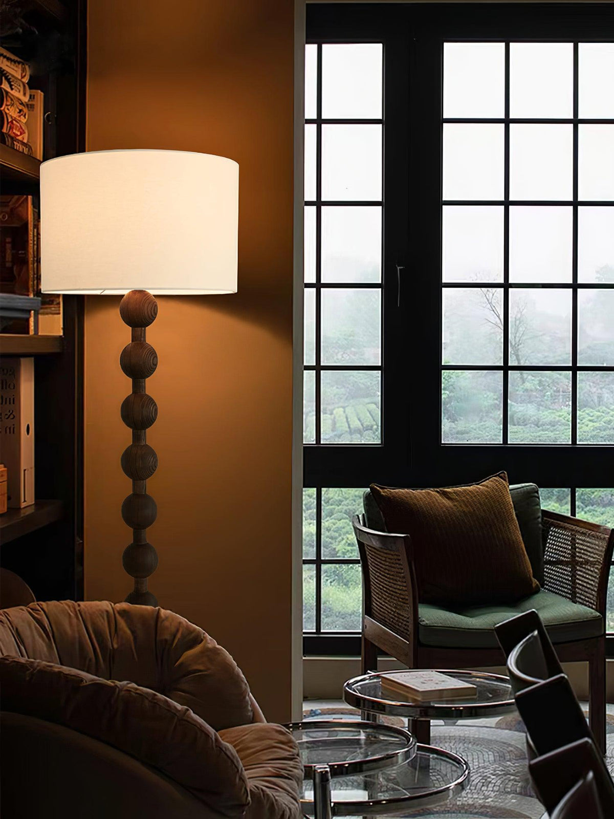 Tall Standing Lamp with White Shade 63 Inches Natural Wood Base Dimmable Accent Light for Bedroom Living Room Corner Reading Nook Modern Dec | Thomler