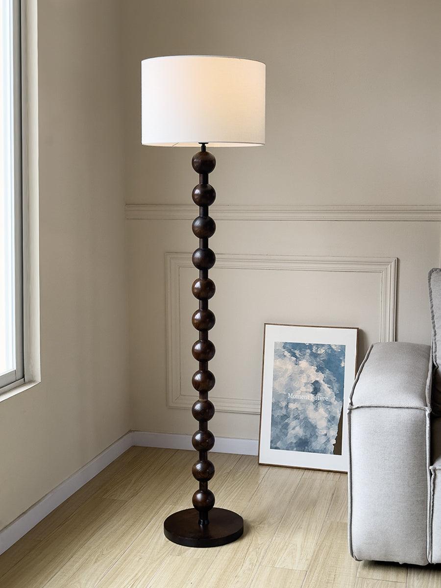 Tall Standing Lamp with White Shade 63 Inches Natural Wood Base Dimmable Accent Light for Bedroom Living Room Corner Reading Nook Modern Dec | Thomler
