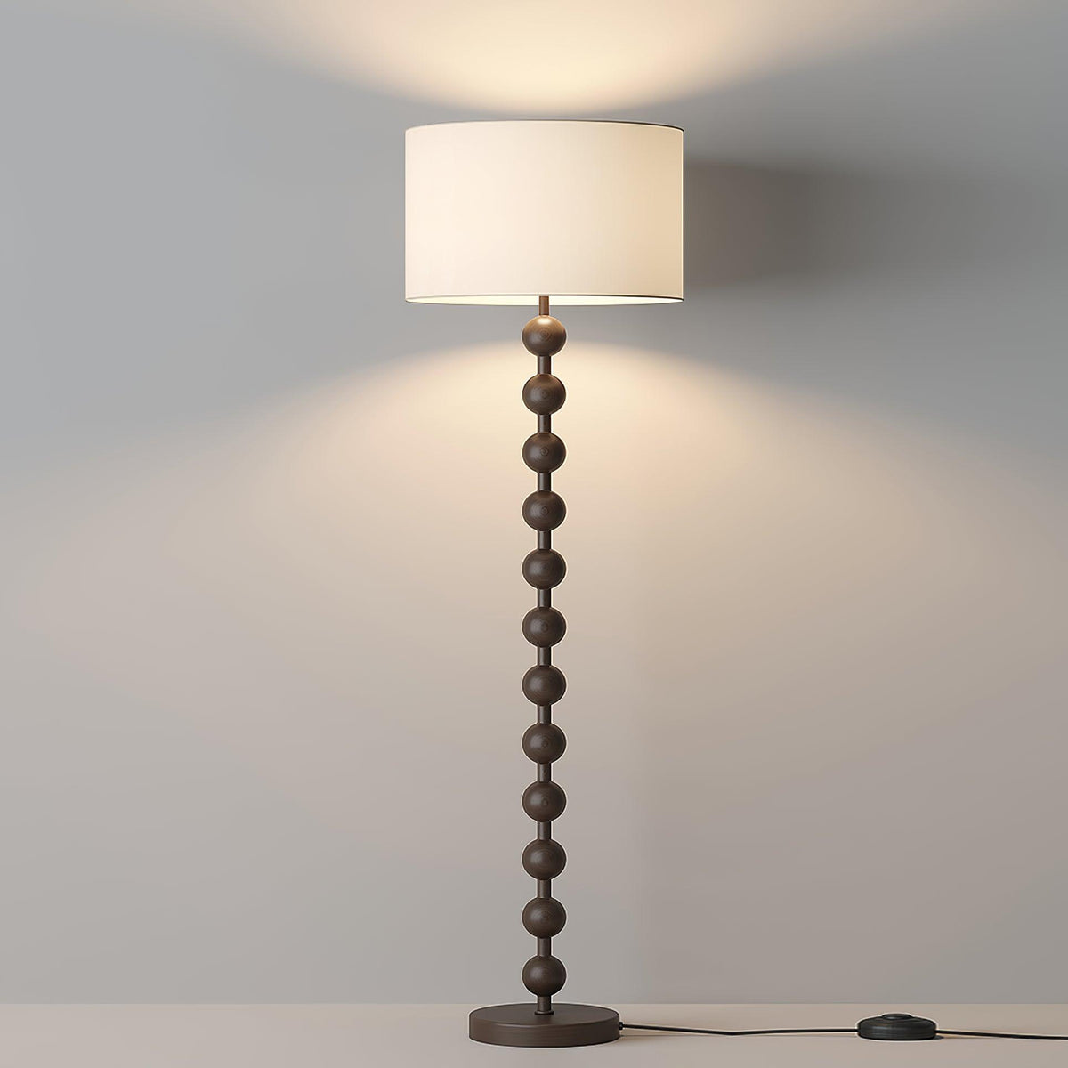 Tall Standing Lamp with White Shade 63 Inches Natural Wood Base Dimmable Accent Light for Bedroom Living Room Corner Reading Nook Modern Dec | Thomler