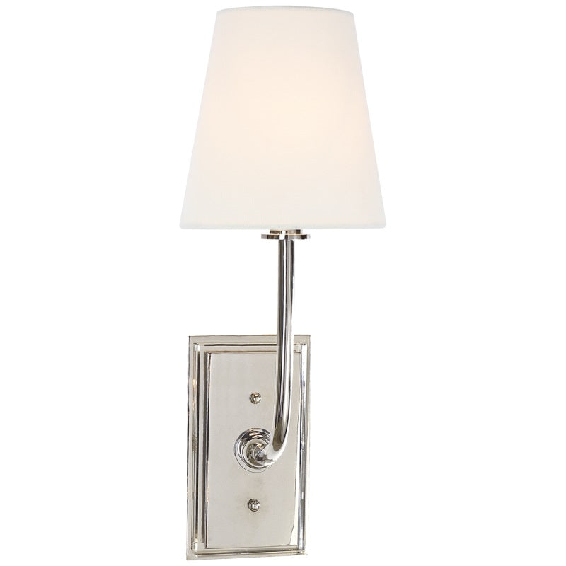 Fabric Shade Sconce Light with Brass Arm for Bedroom Reading & Hallway Accent | E12 Socket, Warm Ambient Glow, Space-Saving Install | Thomler