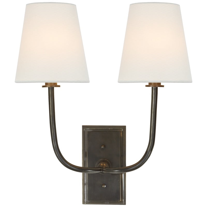 Fabric Shade Sconce Light with Brass Arm for Bedroom Reading & Hallway Accent | E12 Socket, Warm Ambient Glow, Space-Saving Install | Thomler