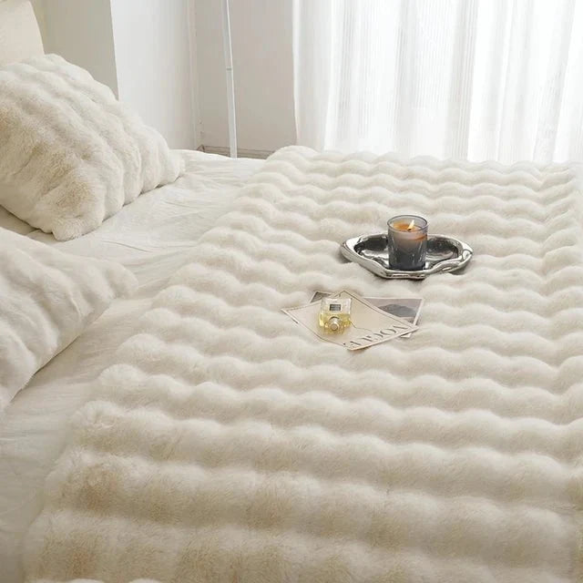 Pluche imitatiebont plaid met zijdezachte textuur voor bank, bed & woonkamerdecoratie in meerdere kleuren | Thomler