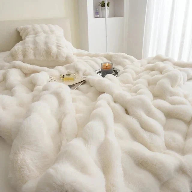 Pluche imitatiebont plaid met zijdezachte textuur voor bank, bed & woonkamerdecoratie in meerdere kleuren | Thomler