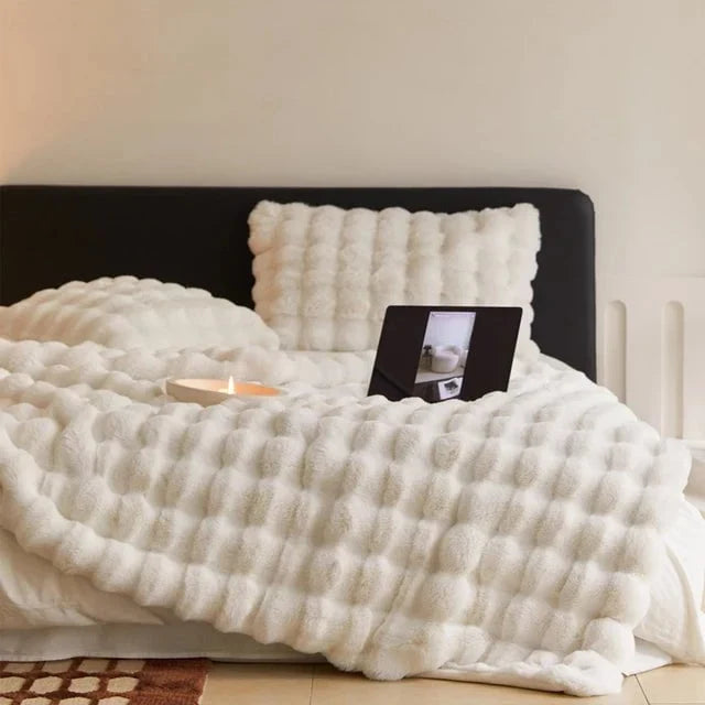 Pluche imitatiebont plaid met zijdezachte textuur voor bank, bed & woonkamerdecoratie in meerdere kleuren | Thomler