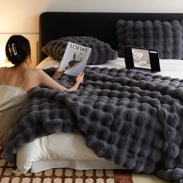 Pluche imitatiebont plaid met zijdezachte textuur voor bank, bed & woonkamerdecoratie in meerdere kleuren | Thomler