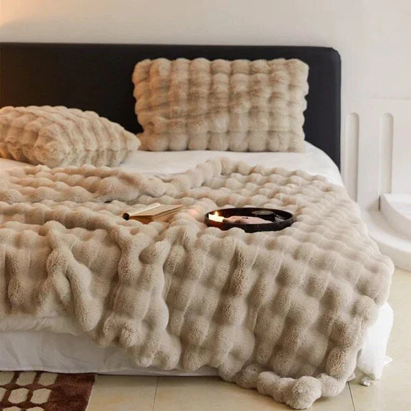 Plush Faux Fur Accent Pillow Cover 20x20 Inches Square Decorative Cushion Case for Sofas Chairs Beds Bedroom Living Room Decor Cream Tan Gra | Thomler