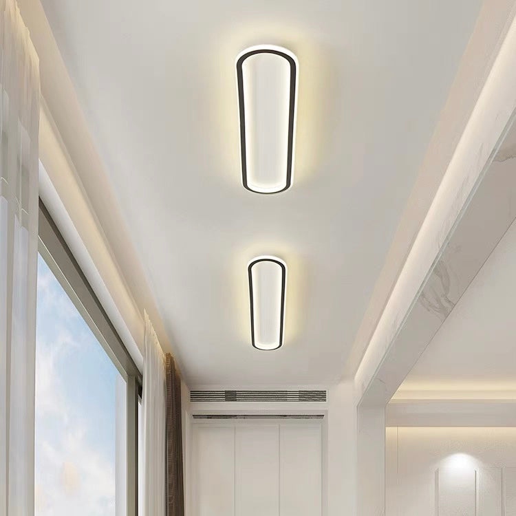 Flush Mount LED Ceiling Light Oval Low Profile Black White for Bedroom Hallway Entry Foyer Contemporary Overhead Lighting Modern Minimalist | Thomler