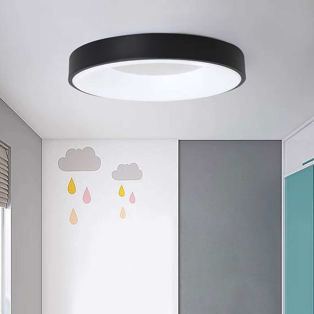 Round Flush Mount LED Fixture Iron Acrylic Low Profile for Bedroom Hallway Living Room Kitchen Dining Room Modern Minimalist Slim Design | Thomler