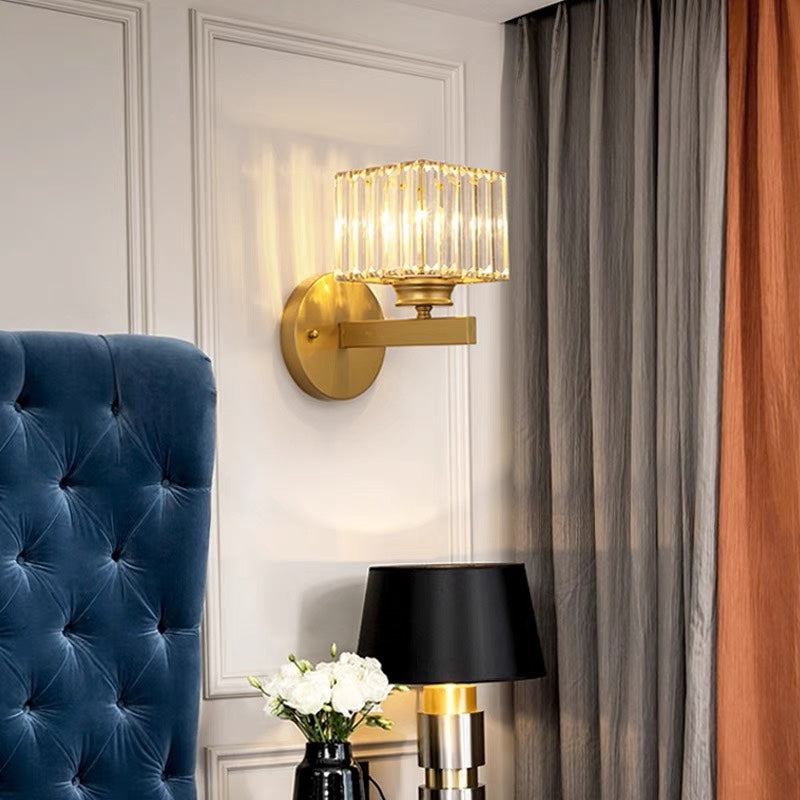 Wandleuchte aus Metall & Glas 23,9 cm, schwarzer strukturierter Schirm für Schlafzimmer, Flur, Wohnzimmer, Ambiente-Beleuchtung, moderne Wohndekoration | Thomler