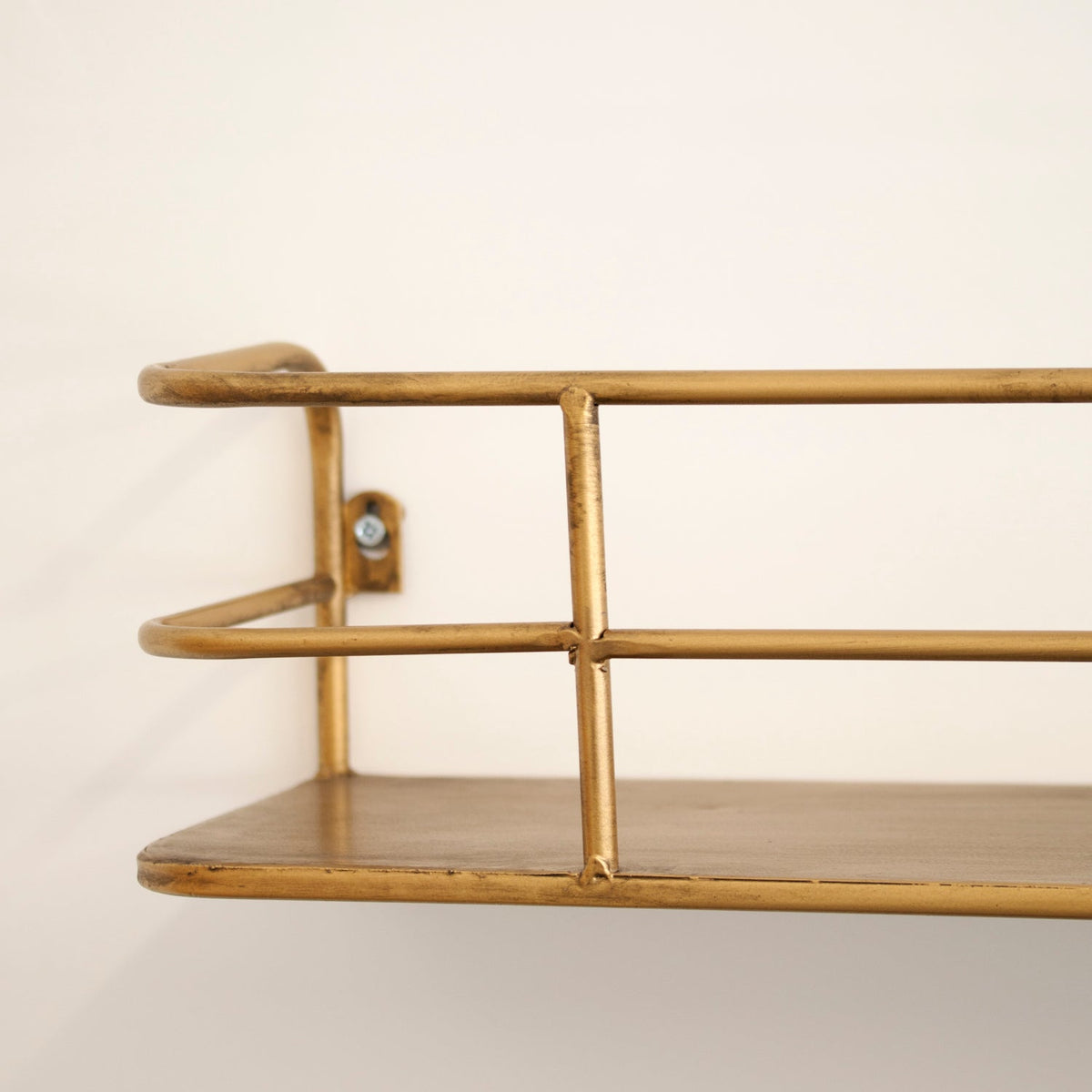 Floating Metal Display Shelf 22 Inches Wide Warm Brass Finish for Kitchen Bathroom Entryway Wire Frame Hanging Storage Organizer Rack | Thomler
