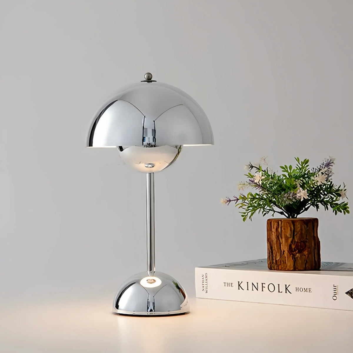 Cordless Rechargeable LED Accent Lamp with Touch Dimmer Chrome Finish 12 in Tall for Nightstand Dining Table Patio Living Room Bedroom Porta | Thomler