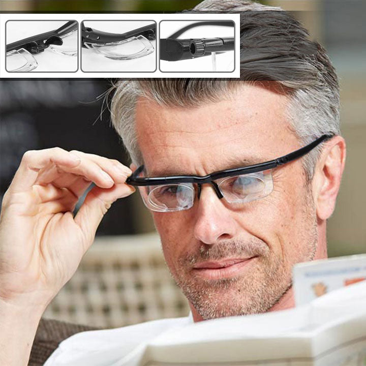 Adjustable Focus Reading Glasses with Dial Control for Near and Distance Vision, Variable Strength Eyewear for Men and Women | Thomler