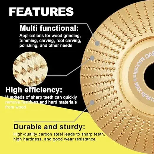 Tungsten Carbide Shaping Wheel Set for Angle Grinders – 3-Piece Wood Carving Sanding Disc Kit for Woodworking, Sculpting & Surface Finishing | Thomler