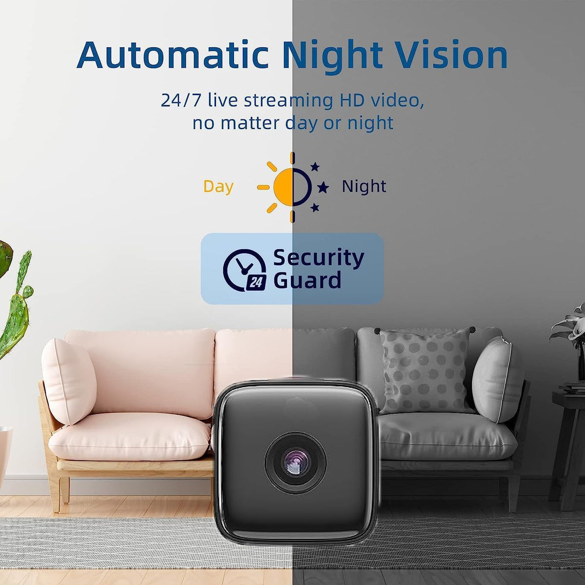 Indoor wifi-beveiligingscamera 1080P HD bewegingsdetectie nachtzicht thuisbewakingssysteem draadloze bewakingscamera voor slaapkamer kantoor woonkamer | Thomler