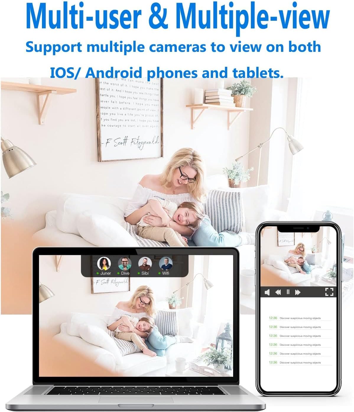 Indoor wifi-beveiligingscamera 1080P HD bewegingsdetectie nachtzicht thuisbewakingssysteem draadloze bewakingscamera voor slaapkamer kantoor woonkamer | Thomler