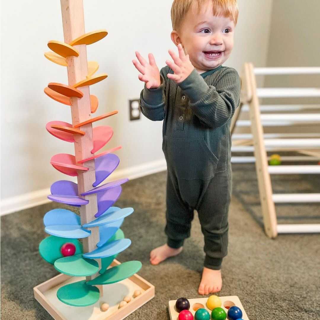 Torre de sonido de arcoíris de madera | Juego sensorial educativo