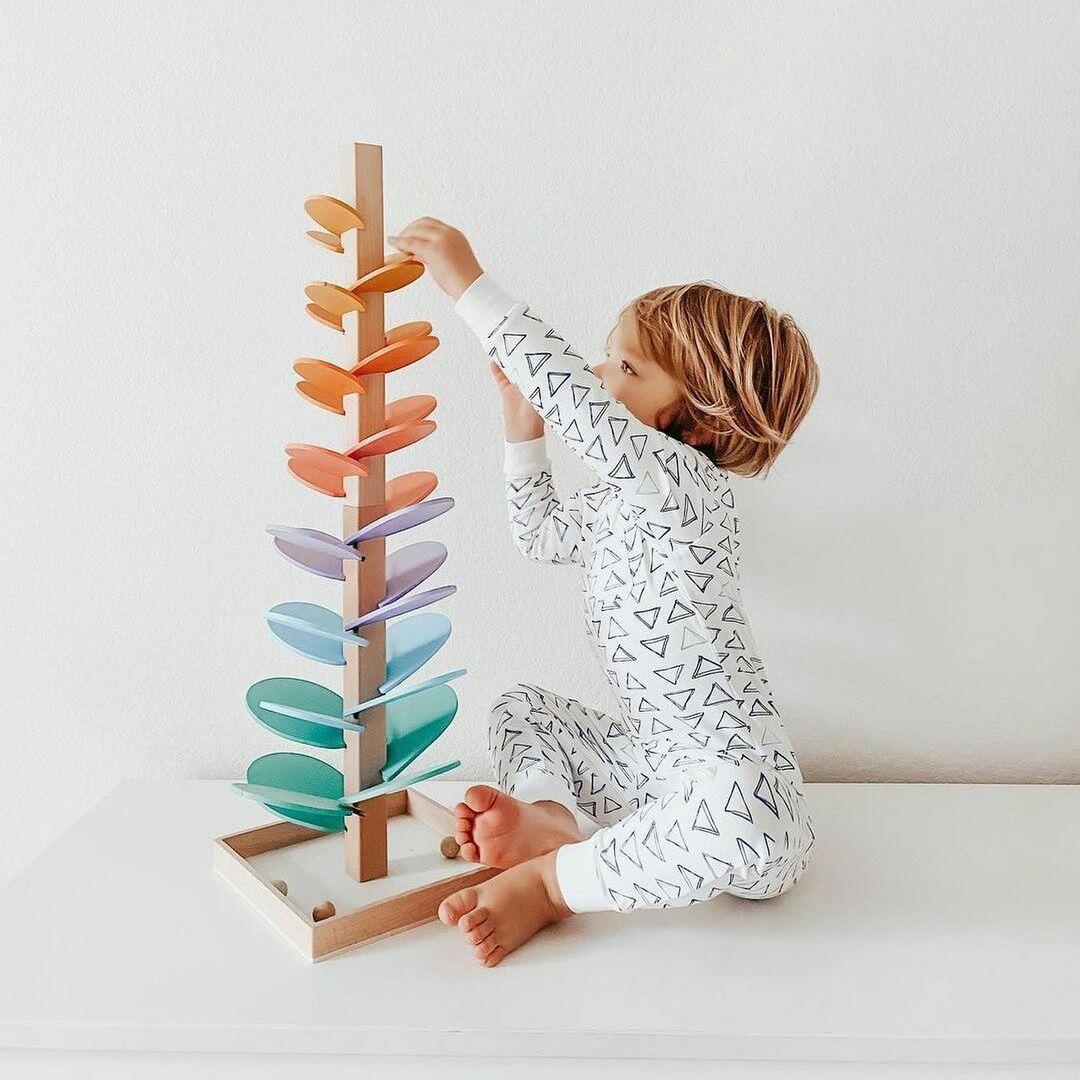 Torre de sonido de arcoíris de madera | Juego sensorial educativo
