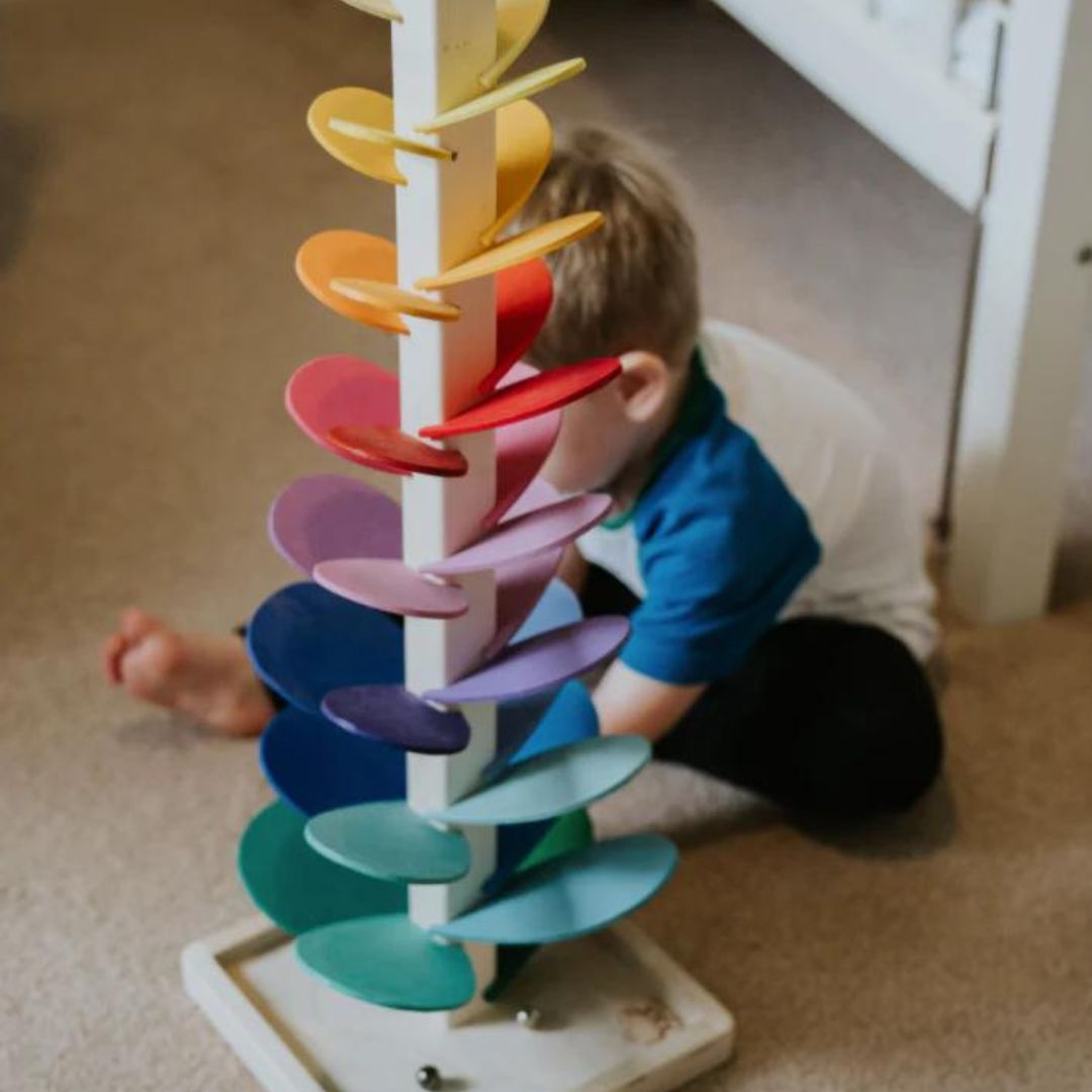 Torre de sonido de arcoíris de madera | Juego sensorial educativo