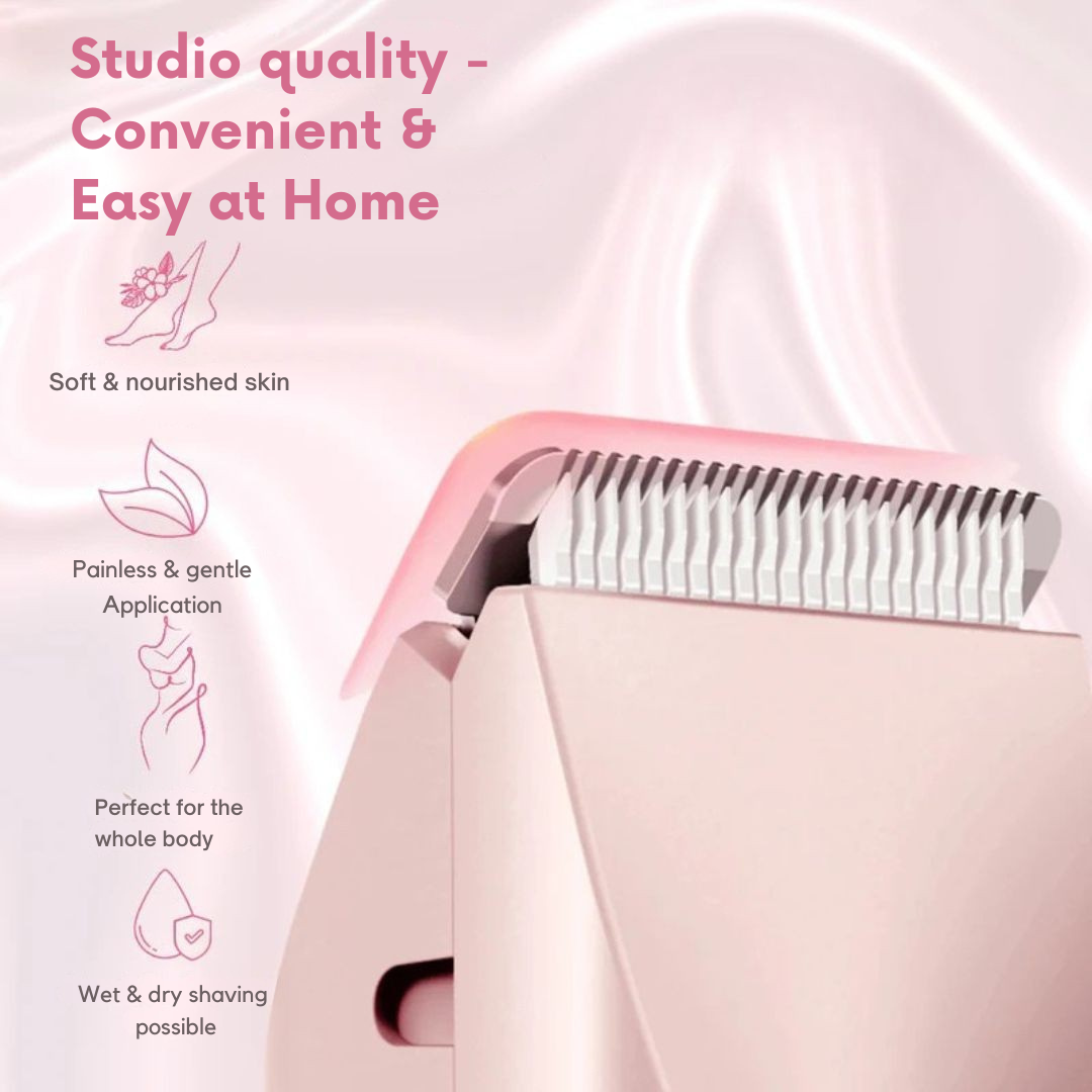 Draadloos elektrisch lichaamsscheerapparaat voor vrouwen | Waterdichte trimmer voor de gevoelige huid | Dubbele scheerkoppen voor nat en droog gebruik | USB-oplaadbaar en reisvriendelijk | Thomler