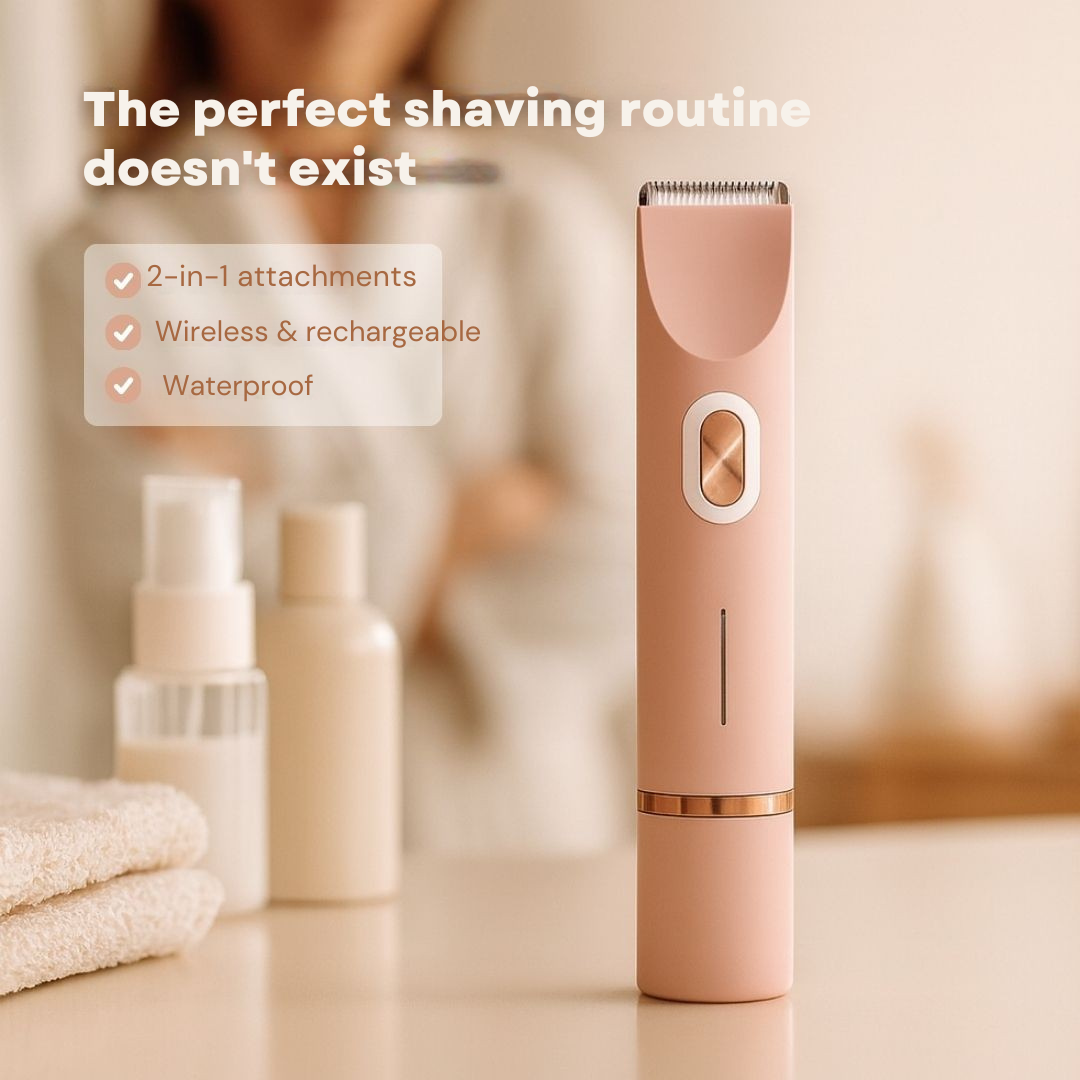 Draadloos elektrisch lichaamsscheerapparaat voor vrouwen | Waterdichte trimmer voor de gevoelige huid | Dubbele scheerkoppen voor nat en droog gebruik | USB-oplaadbaar en reisvriendelijk | Thomler