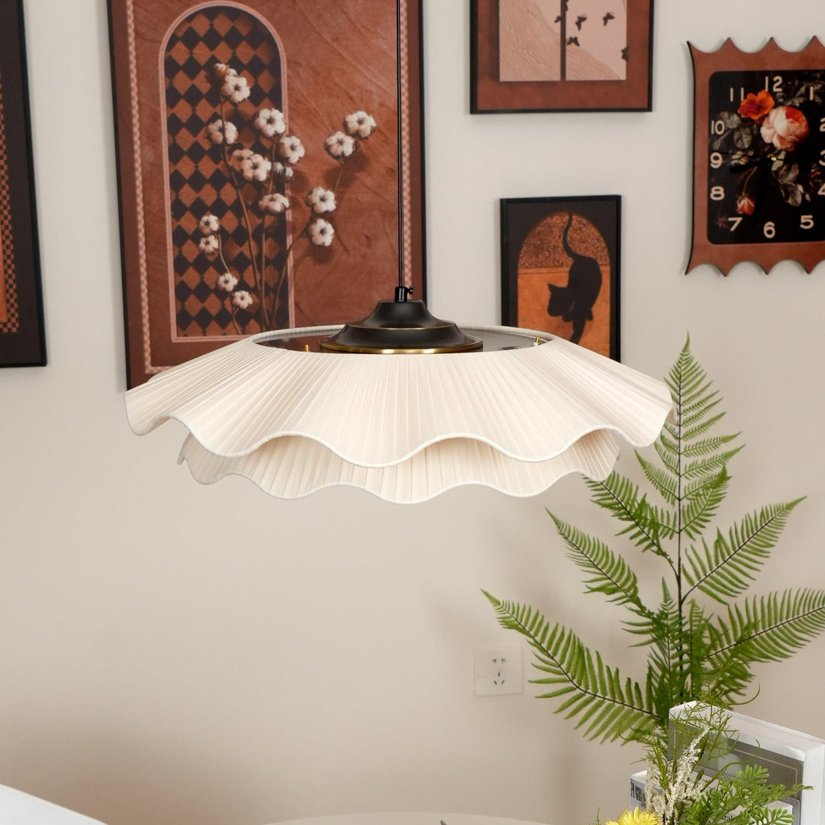 Adjustable Hanging Fixture with Metal & Cloth Shade for Overhead Illumination in Dining Spaces | Thomler