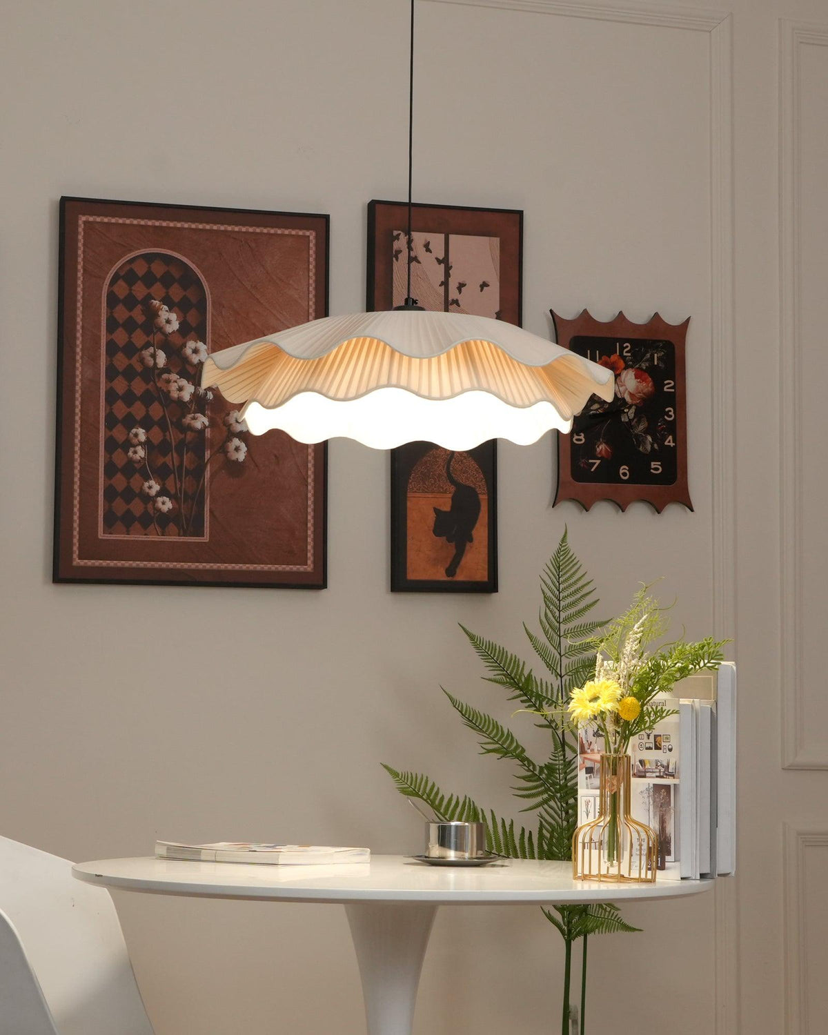 Adjustable Hanging Fixture with Metal & Cloth Shade for Overhead Illumination in Dining Spaces | Thomler