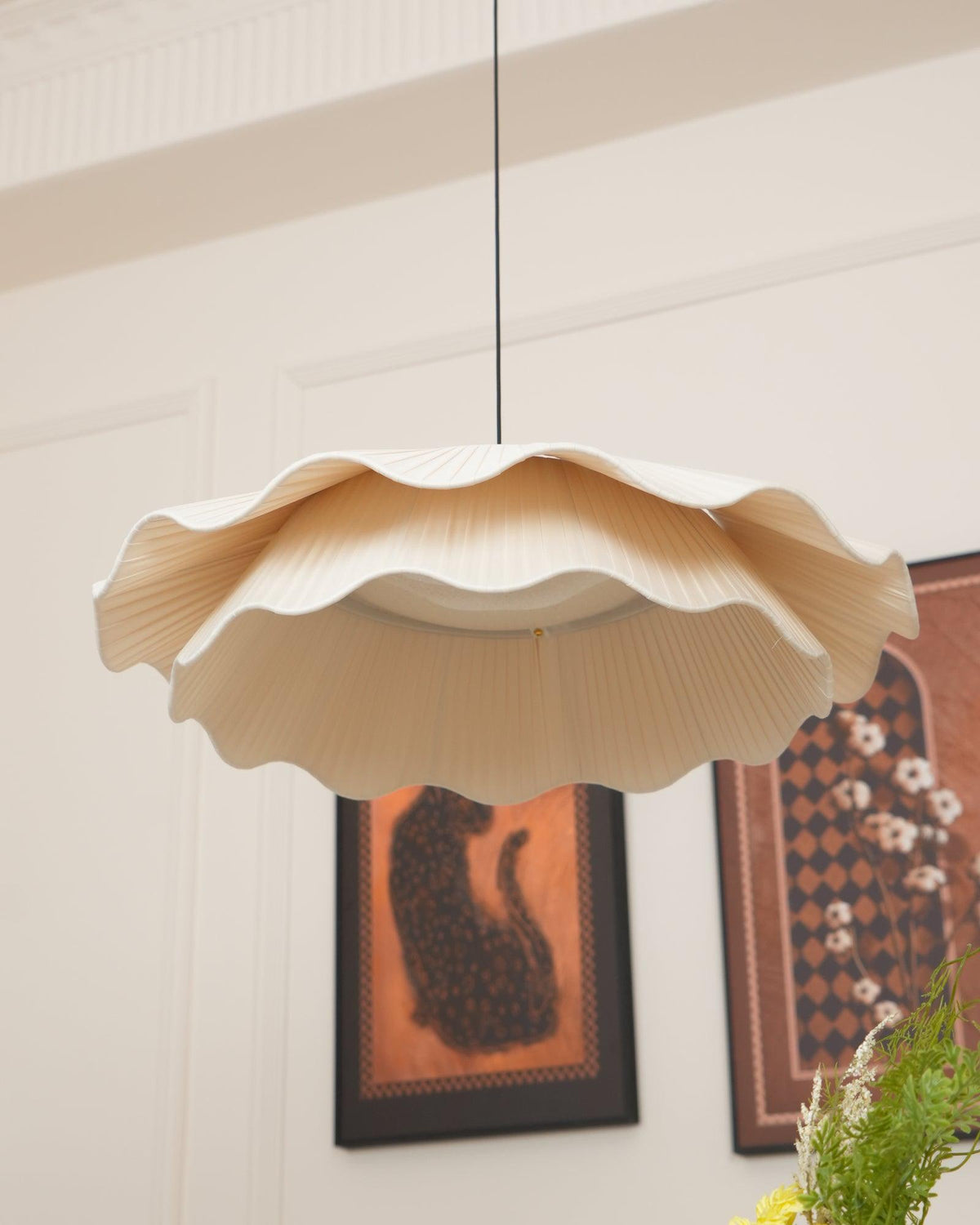 Adjustable Hanging Fixture with Metal & Cloth Shade for Overhead Illumination in Dining Spaces | Thomler