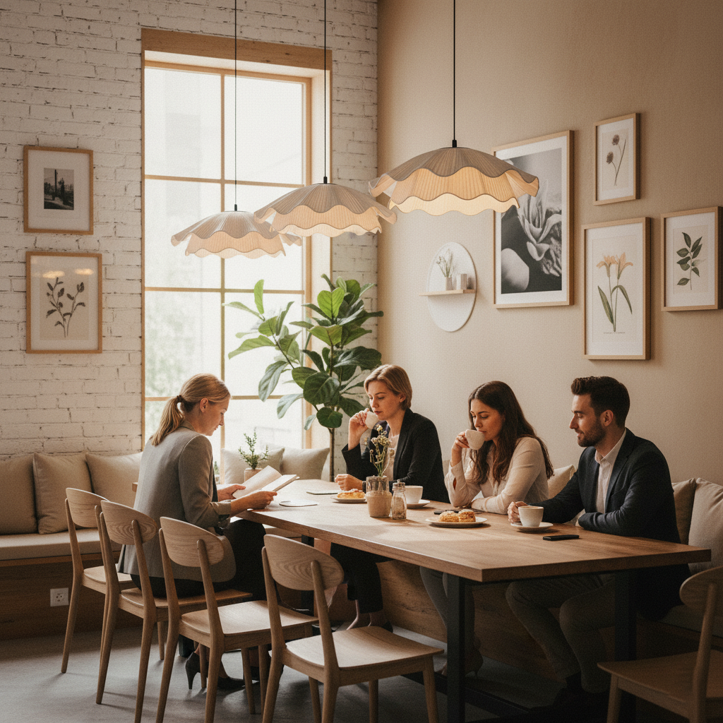 Adjustable Hanging Fixture with Metal & Cloth Shade for Overhead Illumination in Dining Spaces | Thomler