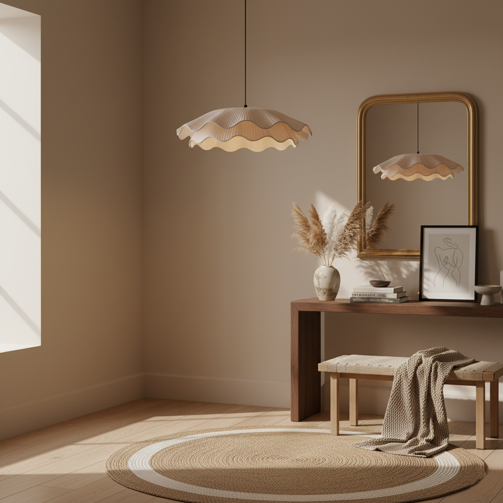 Adjustable Hanging Fixture with Metal & Cloth Shade for Overhead Illumination in Dining Spaces | Thomler