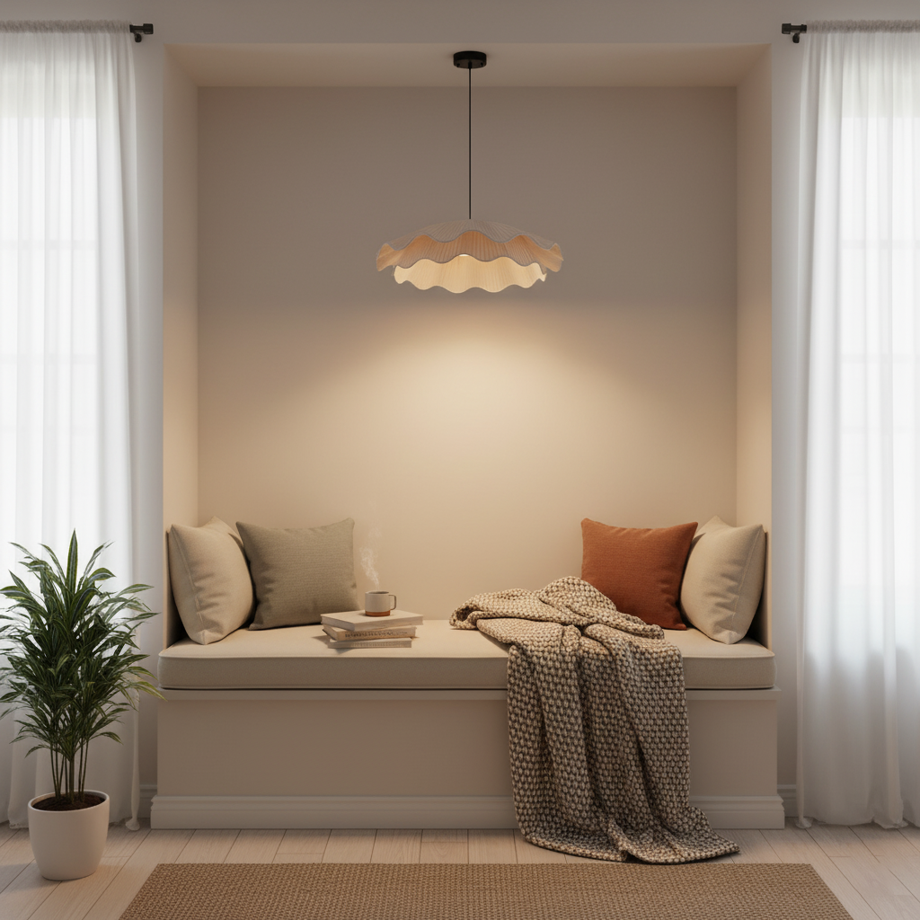 Adjustable Hanging Fixture with Metal & Cloth Shade for Overhead Illumination in Dining Spaces | Thomler