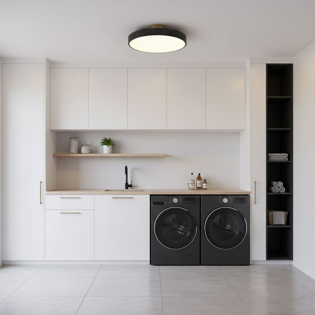 Lámpara de techo LED de 12 pulgadas, redonda, regulable, de bajo perfil para dormitorio, cocina, oficina, hogar, acrílico moderno | Thomler