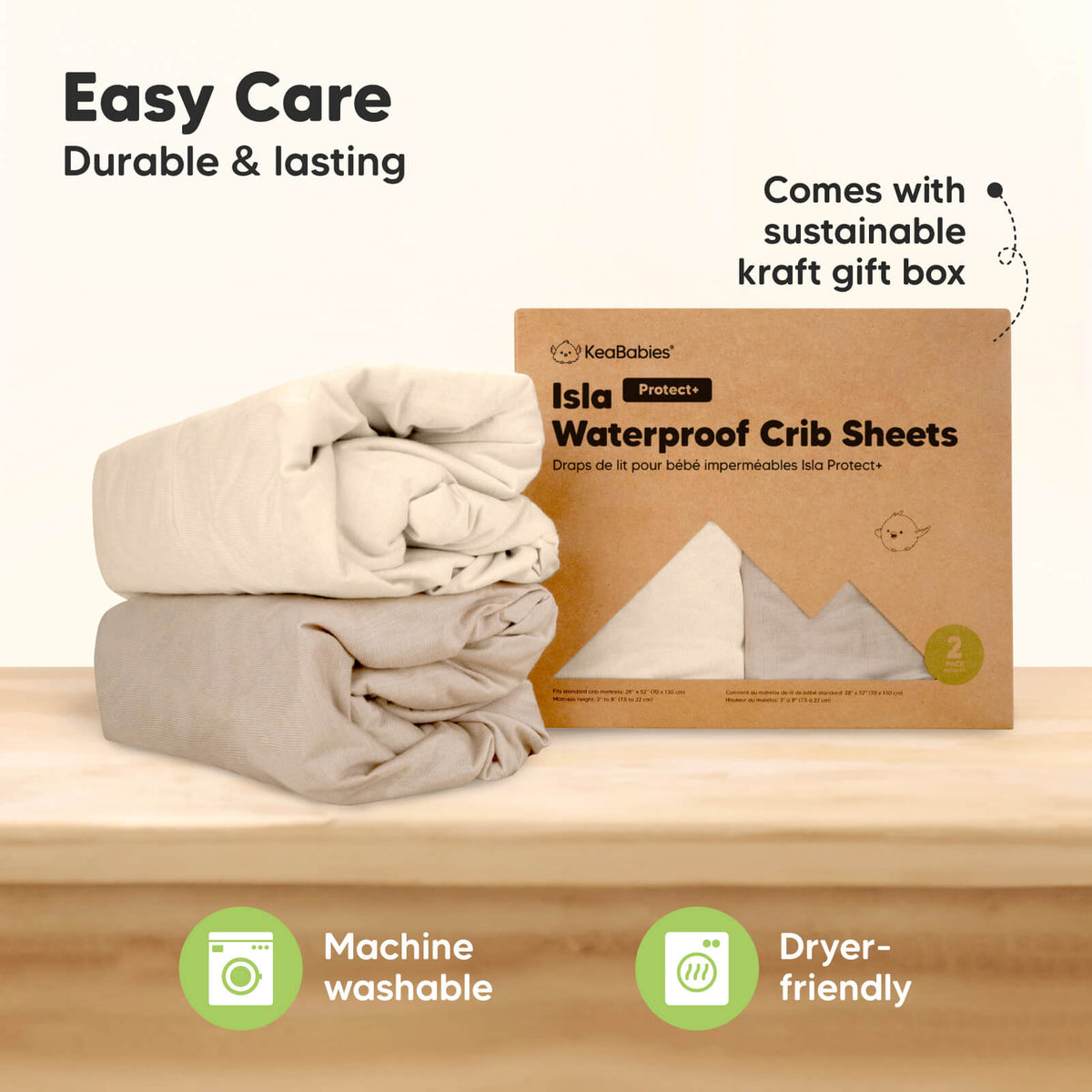 2-Pack Bamboo Waterproof Crib Sheets