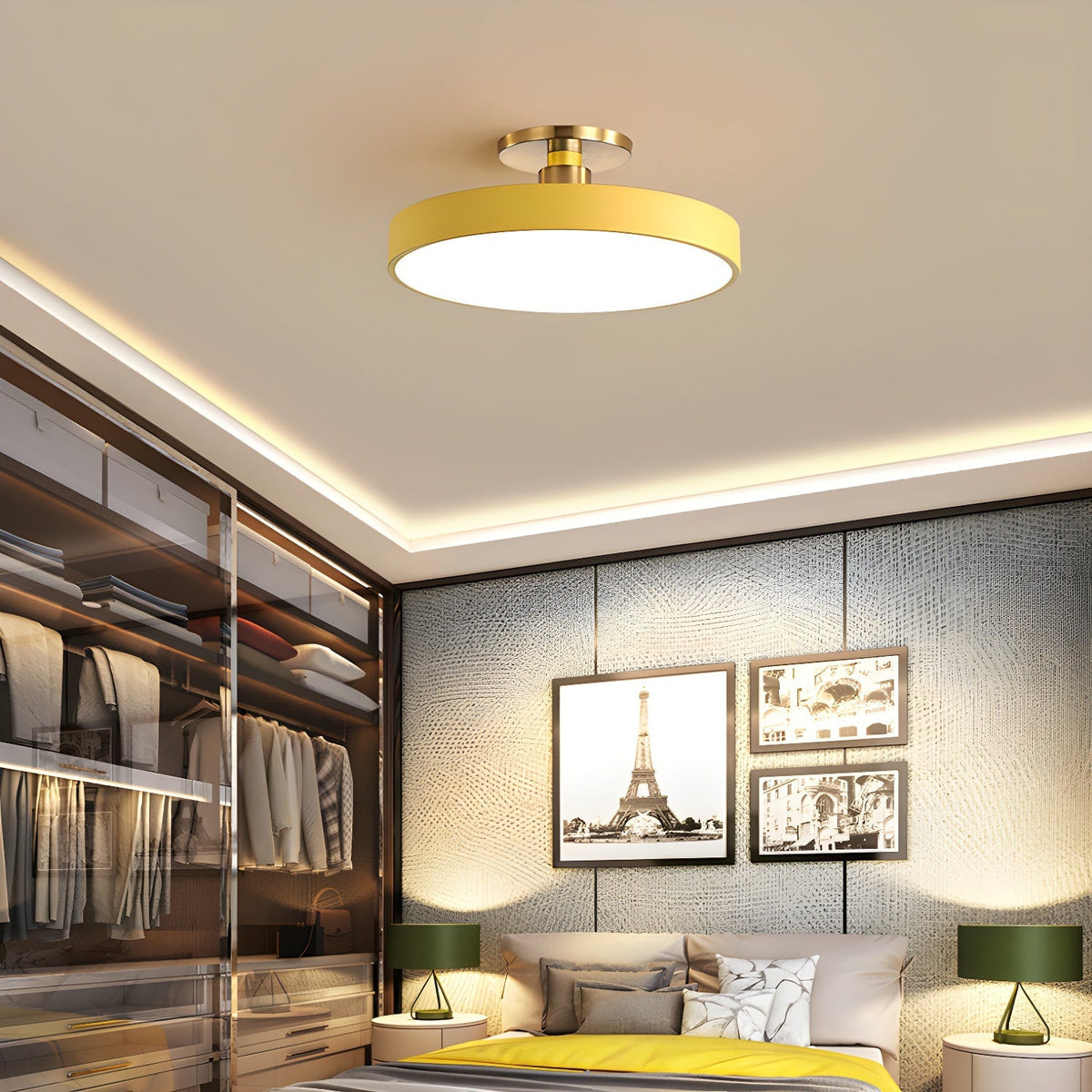 Lámpara de techo LED de 12 pulgadas, redonda, regulable, de bajo perfil para dormitorio, cocina, oficina, hogar, acrílico moderno | Thomler