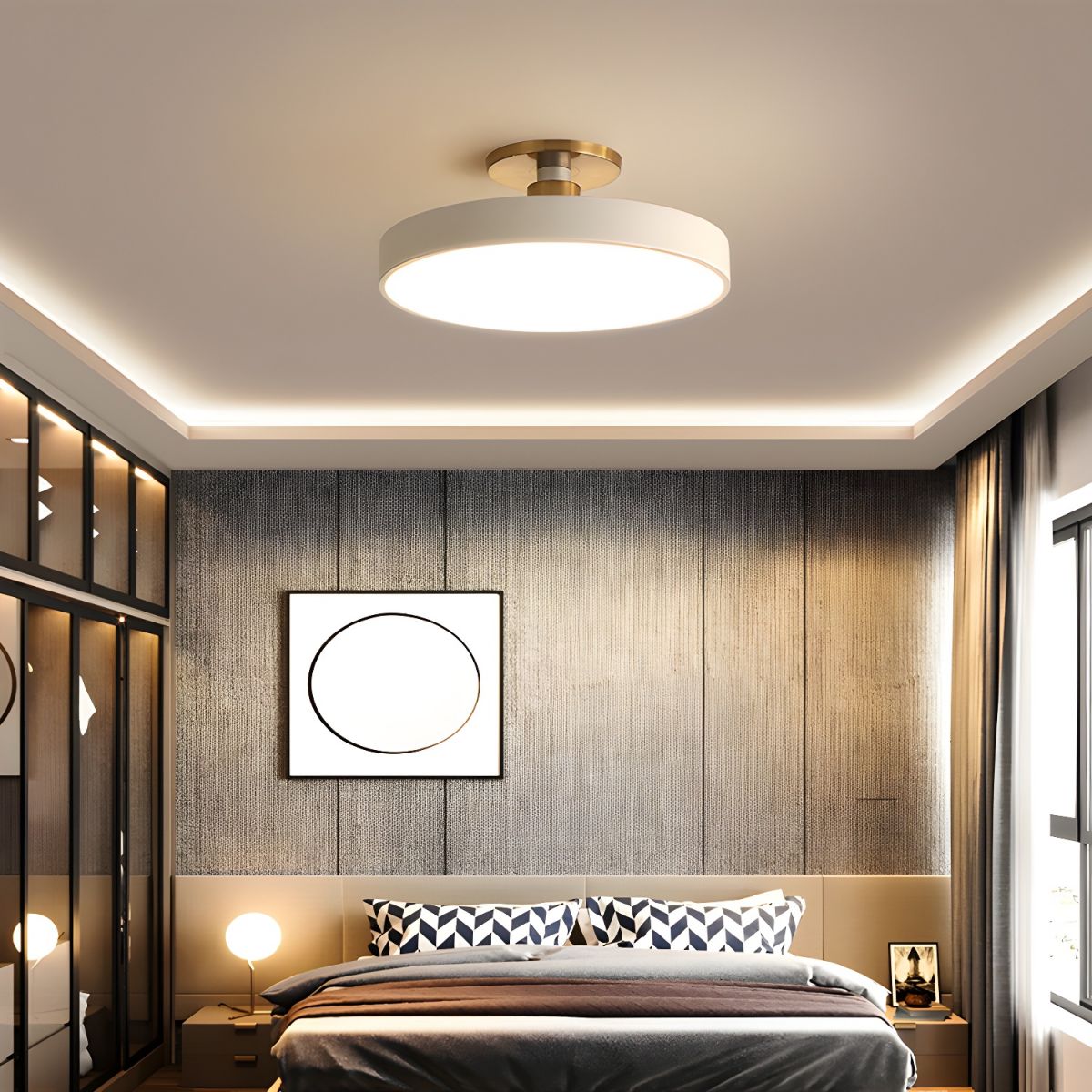 Lámpara de techo LED de 12 pulgadas, redonda, regulable, de bajo perfil para dormitorio, cocina, oficina, hogar, acrílico moderno | Thomler