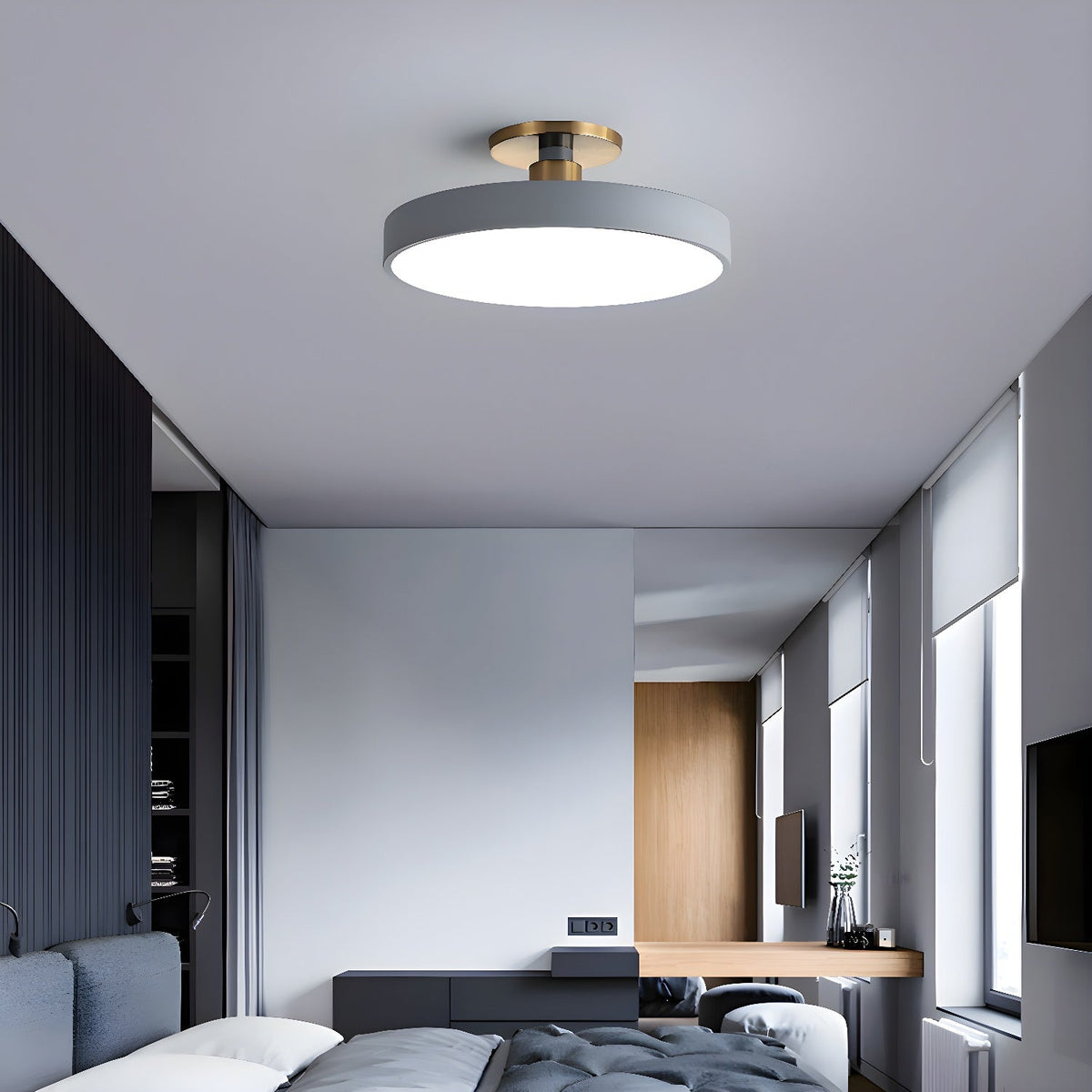 Lámpara de techo LED de 12 pulgadas, redonda, regulable, de bajo perfil para dormitorio, cocina, oficina, hogar, acrílico moderno | Thomler