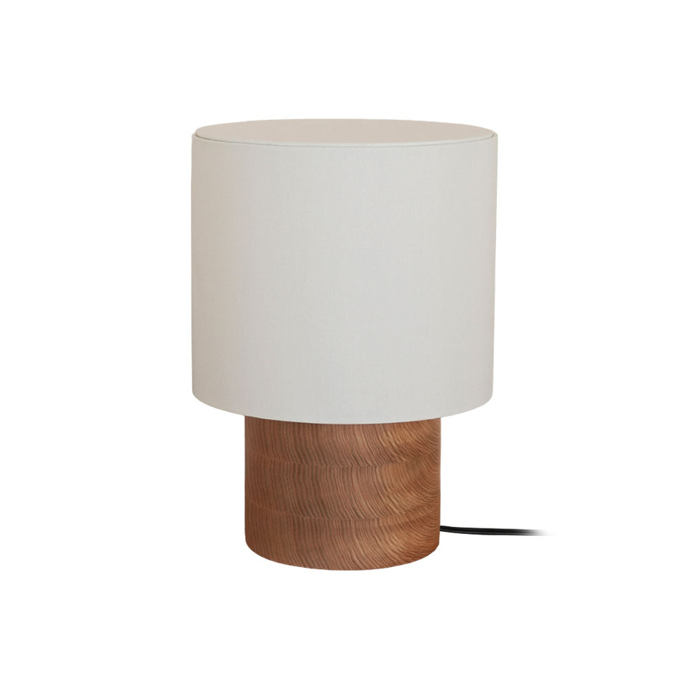 Nachttischlampe aus Holz mit Leinenschirm – 30 cm moderne Akzentleuchte für Schlafzimmer, Wohnzimmer-Beistelltisch, Leseecke – warmes Licht | Thomler
