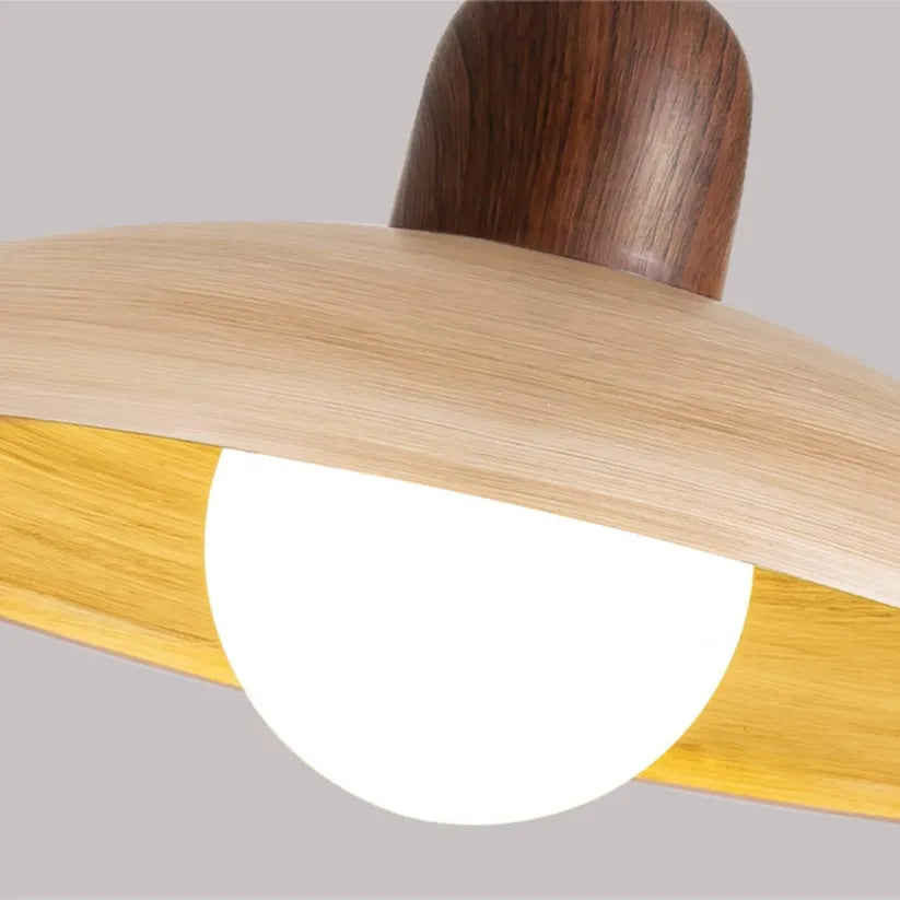 Wood Dome Ceiling Pendant 12 in Walnut Hanging Light for Kitchen Island Dining Table Minimalist Adjustable Cord E27 Socket 110V | Thomler