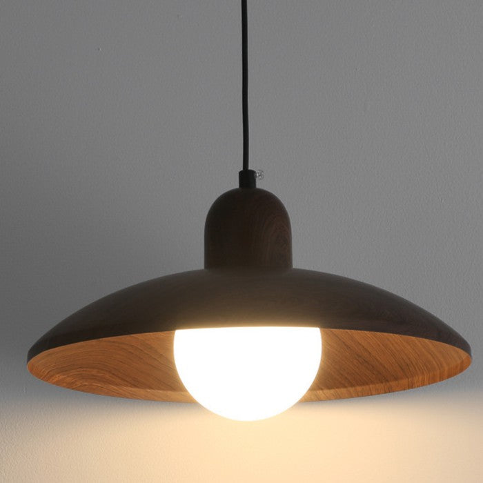 Wood Dome Ceiling Pendant 12 in Walnut Hanging Light for Kitchen Island Dining Table Minimalist Adjustable Cord E27 Socket 110V | Thomler