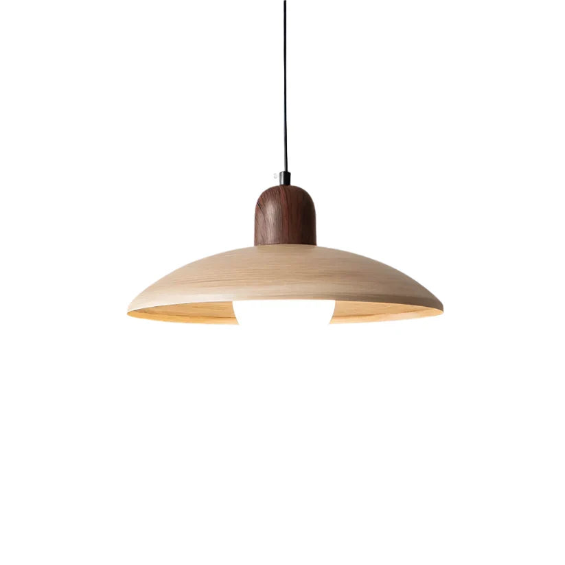 Houten koepelplafondlamp 12 inch notenhout hanglamp voor keukeneiland eettafel minimalistisch verstelbaar snoer E27 fitting 110V | Thomler