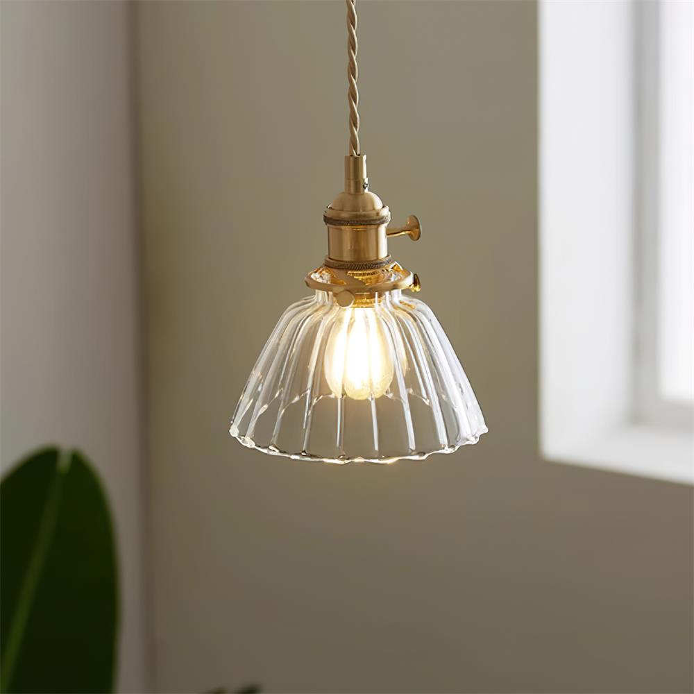 Clear Globe Hardwired Hanging Fixture Brass Metal Frame 6 Inch Adjustable Cord E26 Socket Kitchen Island Dining Room Vintage Industrial Ceil | Thomler