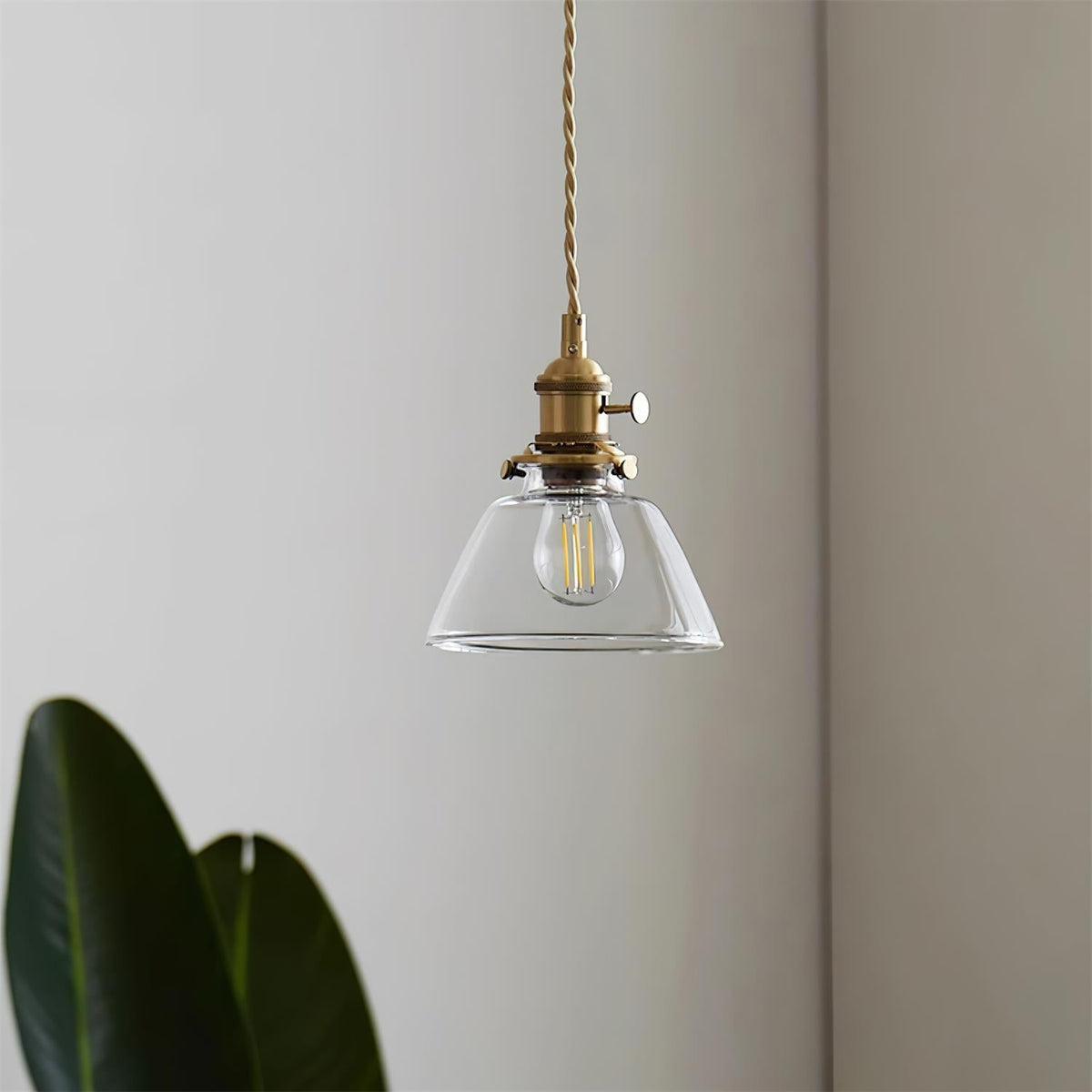 Clear Globe Hardwired Hanging Fixture Brass Metal Frame 6 Inch Adjustable Cord E26 Socket Kitchen Island Dining Room Vintage Industrial Ceil | Thomler