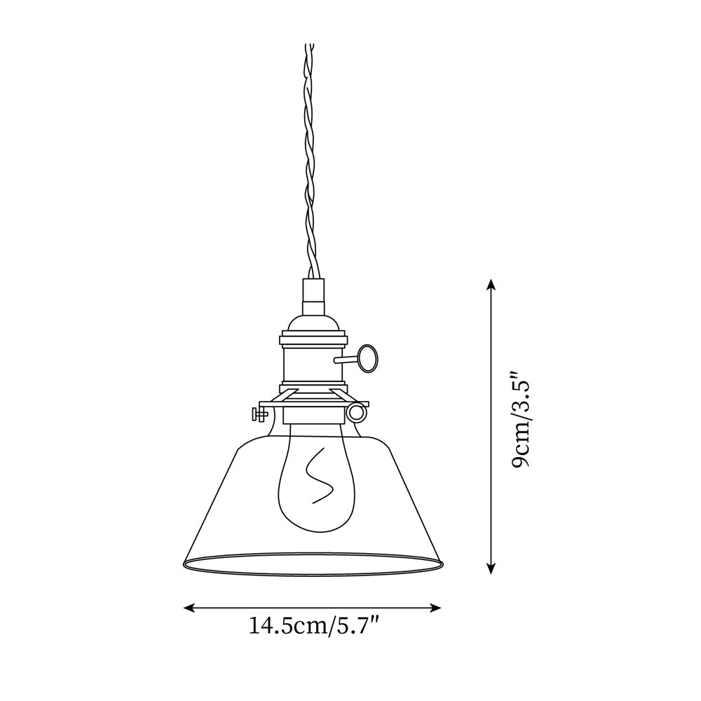Clear Globe Hardwired Hanging Fixture Brass Metal Frame 6 Inch Adjustable Cord E26 Socket Kitchen Island Dining Room Vintage Industrial Ceil | Thomler